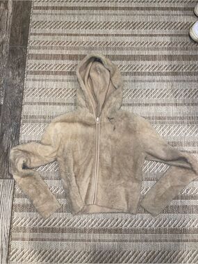 Tan Sunday Best Fuzzy Zip-Up Hoodie